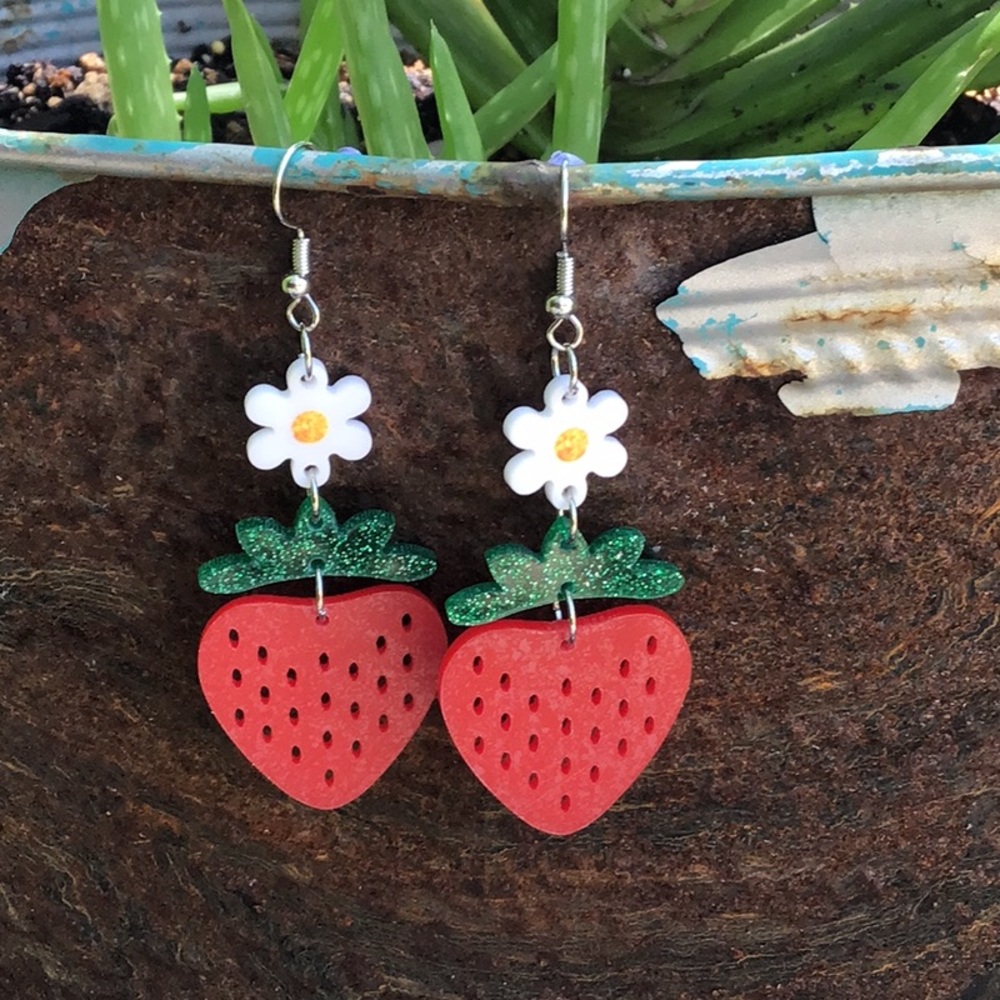 Dangling Strawberry Earrings